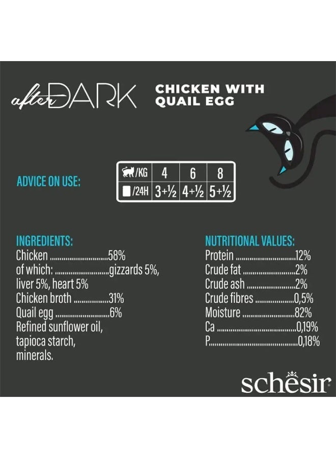 Caesar Cheezer After Dark Canned Chicken and Quail Eggs in Gravy for Adult Cats - Image 3